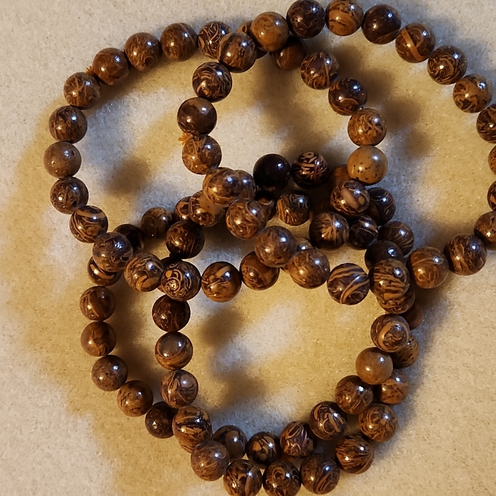 Calligraphy Jasper Bracelets 8mm.  Buy one bracelet get 2nd 20% off